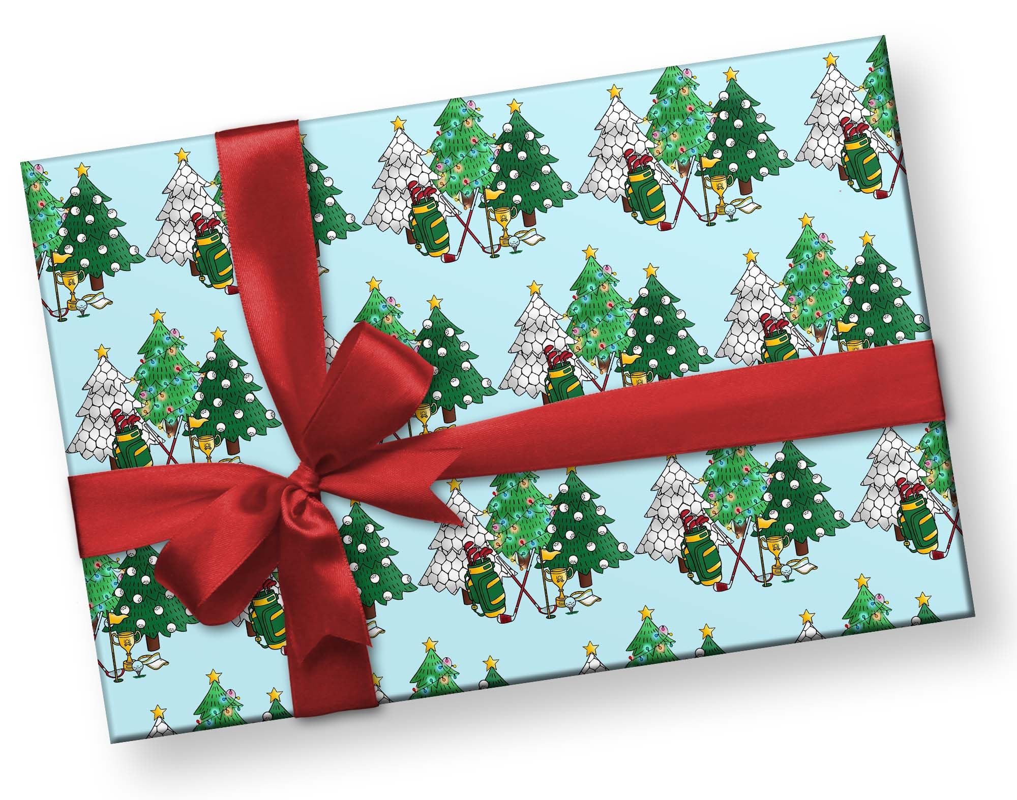 Amazon.com: Golf Christmas Tree Wrapping Paper, Thick Holiday ...
