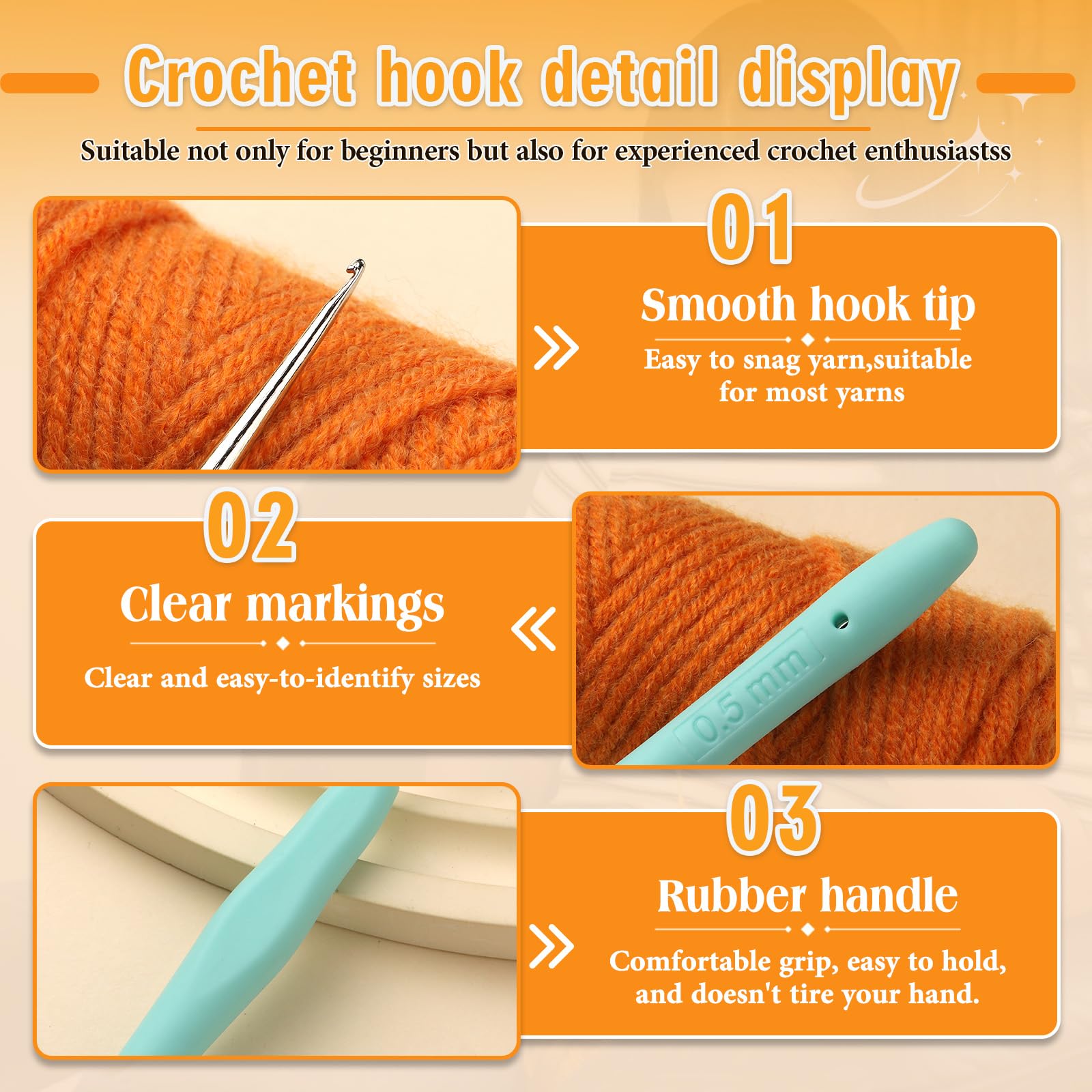 SHWAKK Crochet Hooks - 0.5mm Lace Ergonomic -3