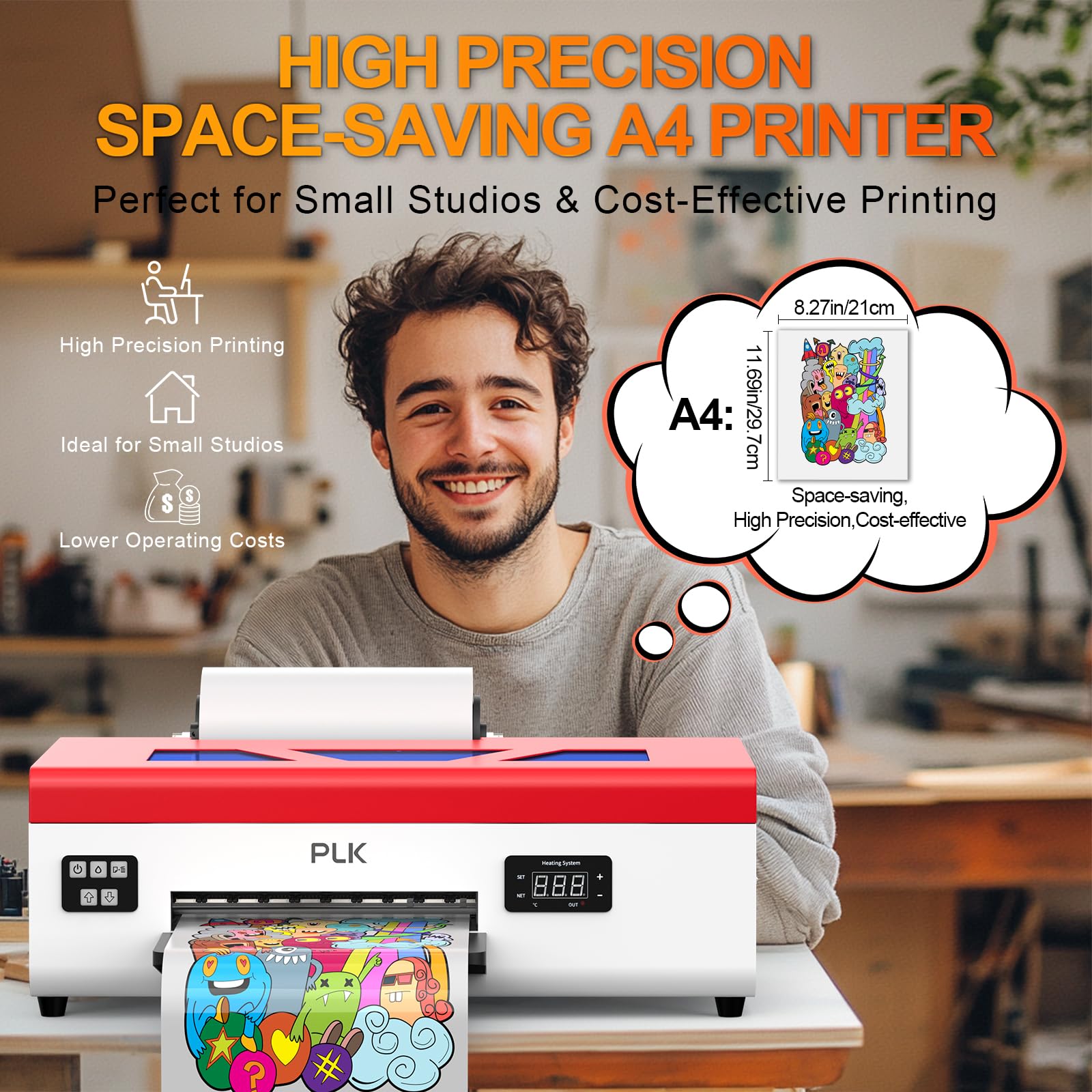PLK Actualización de impresora A4 DTF L805, fácil mantenimiento, circulación de tinta blanca, transferencia directa a película para impresión personalizada de camisetas/textiles, limpieza
