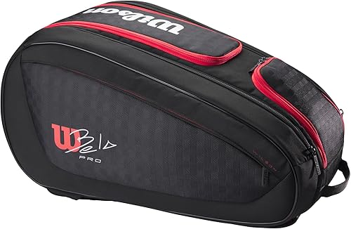 WILSON Bela Super Tour Padel Bag - NegroRojo, Capacidad para hasta 4 Palas