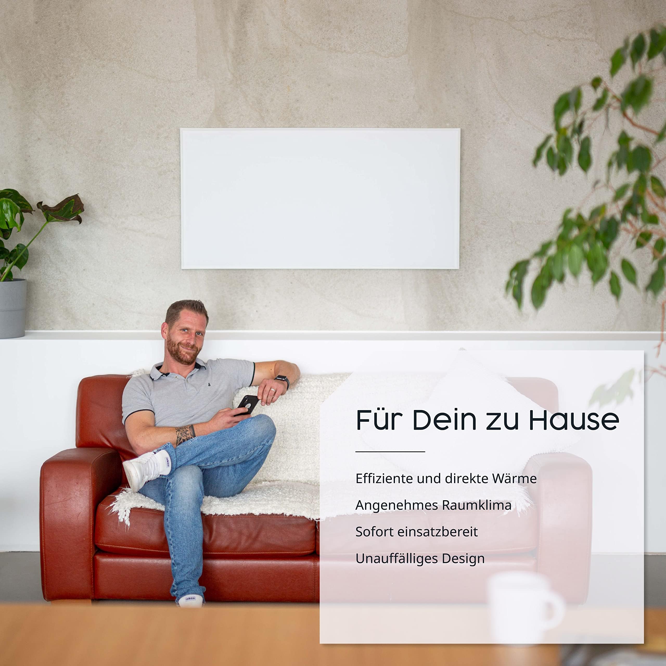 Könighaus Infrarot Wandheizung 600 Watt - Thermostat | Bis 16 m², TÜV SÜD, 5 Jahre Garantie, doppelter Überhitzungsschutz, sofort einsatzbereit
