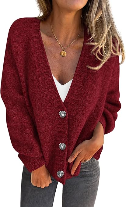 PRETTYGARDEN Cardigan Sweaters for Women Trendy Fall 2025 Long Sleeve Button Down Oversized Chunky Knit Sweater Outerwear