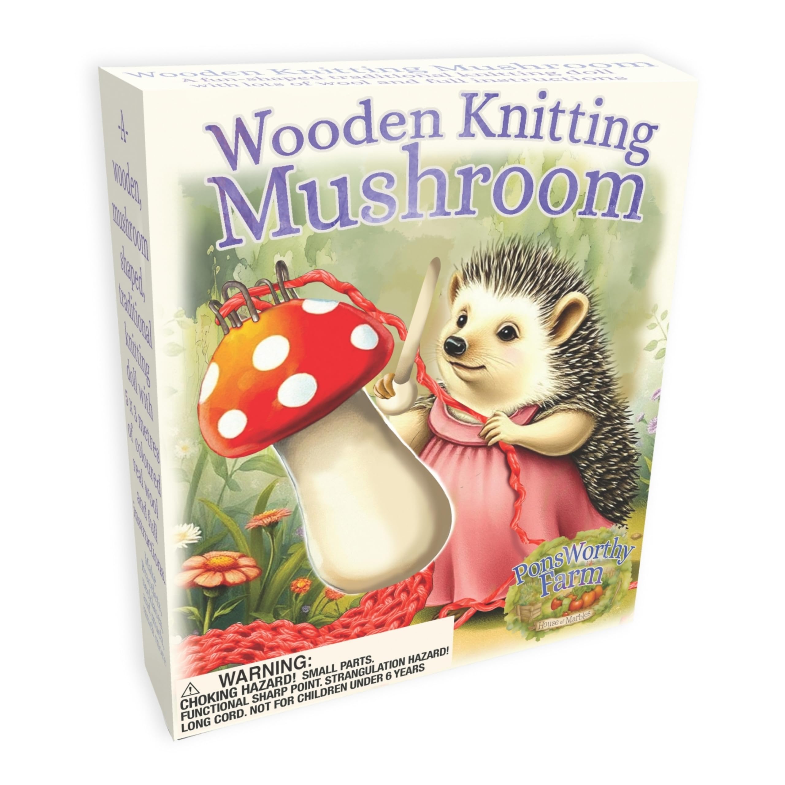 House of Marbles Wooden Knitting Mushroom for Children – Traditional Craft Tool for Learning Knitting – Creative Sewing & Textile Skill Toy