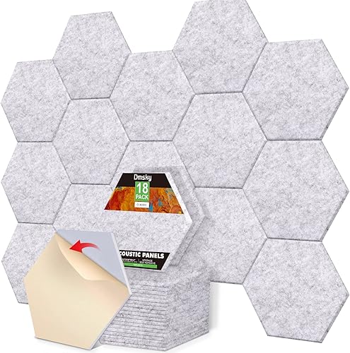 Paquete de 18 paneles acústicos hexagonales, insonorizantes, absorben el sonido, de alta densidad, bordes biselados, tratamiento que aísla el sonido