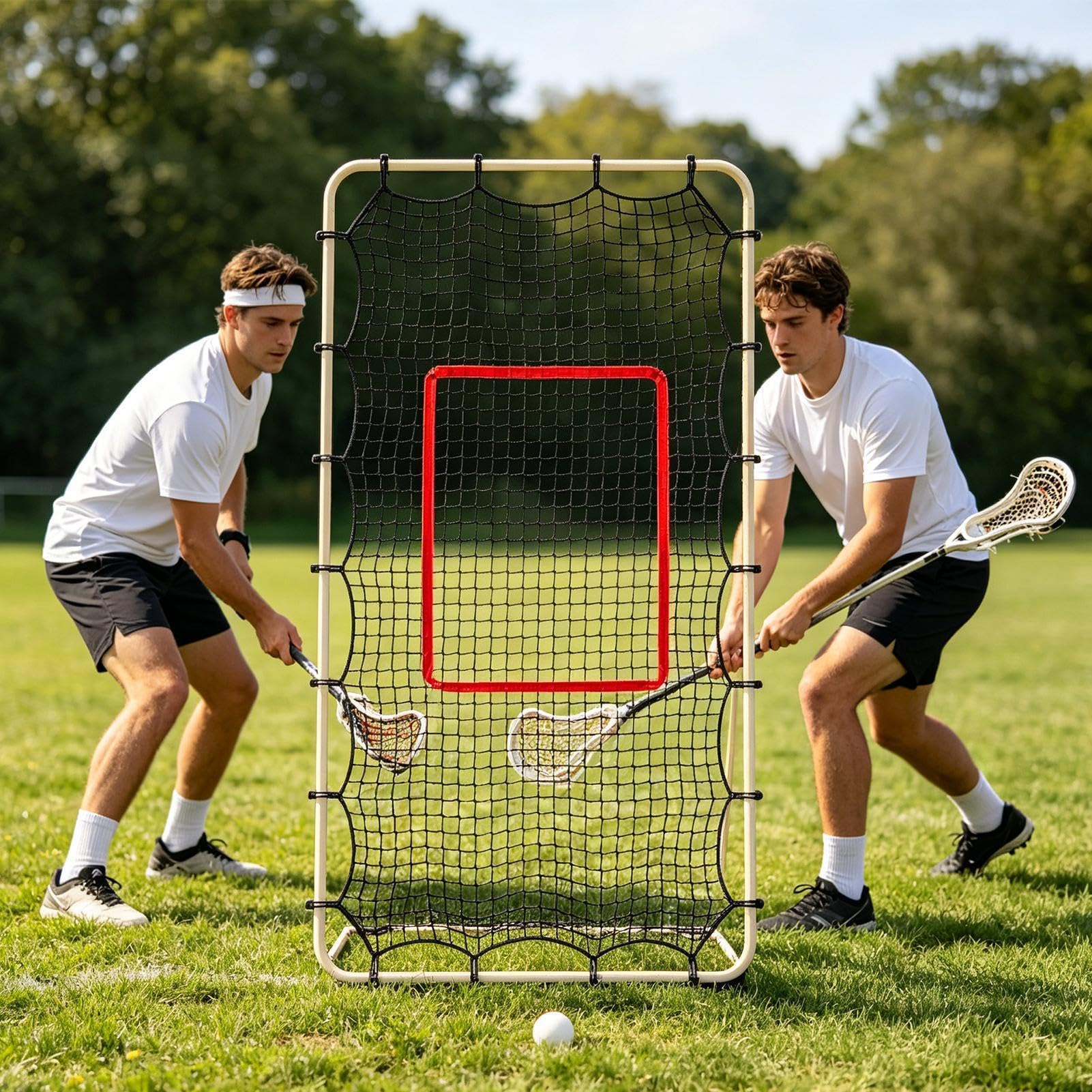 Rete Rimbalzo Pallavolo | Raccattapalle a maglia regolabile da 3,8 cm,Per 22,5 m Rete Rimbalzo con 28 Corde Elastiche,Giochi Lancio Bambini Adulti Principianti Interno Esterno Giardino Spiaggia
