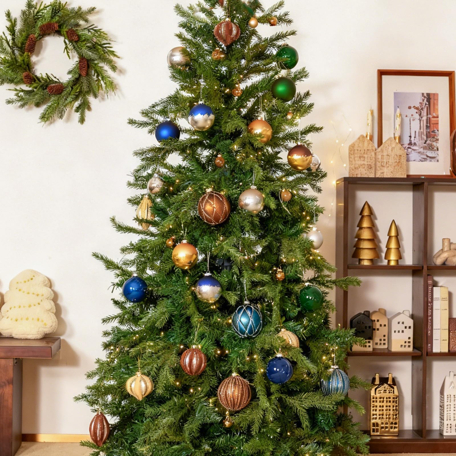 DN DECONATION Lot de 9 Boules de Noël à Suspendre pour Sapin de Noël en Verre avec Finition en Aluminium argenté Mat pour décoration de Vacances et fête, Cadeaux de Mariage d'hiver