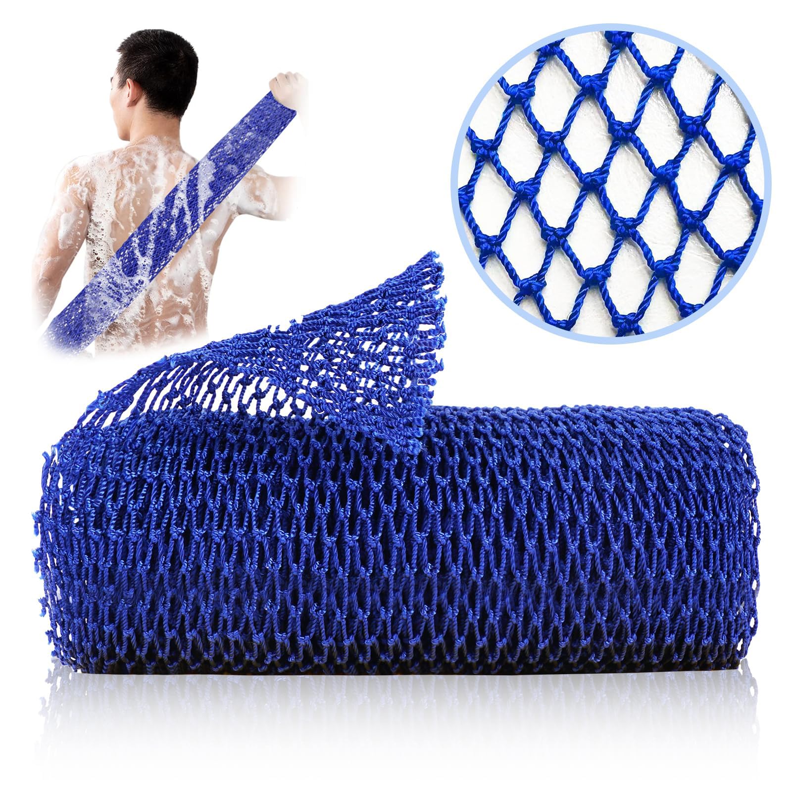 Nayyana Afrikanischer Netzschwamm (blau) – Peeling-Körperschrubber Für Die Dusche, Aus 100% Nylon, Für Alle Hauttypen