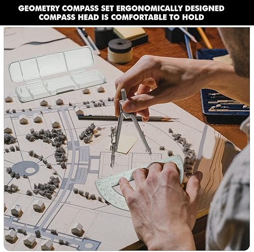 Miniatura 8 de Zonon 100 Pcs Protractor and Compass Set 50 Math Protractor Clear 180 Degree Protractor for Woodworking 50 Metal Compass for Geometry Drawing