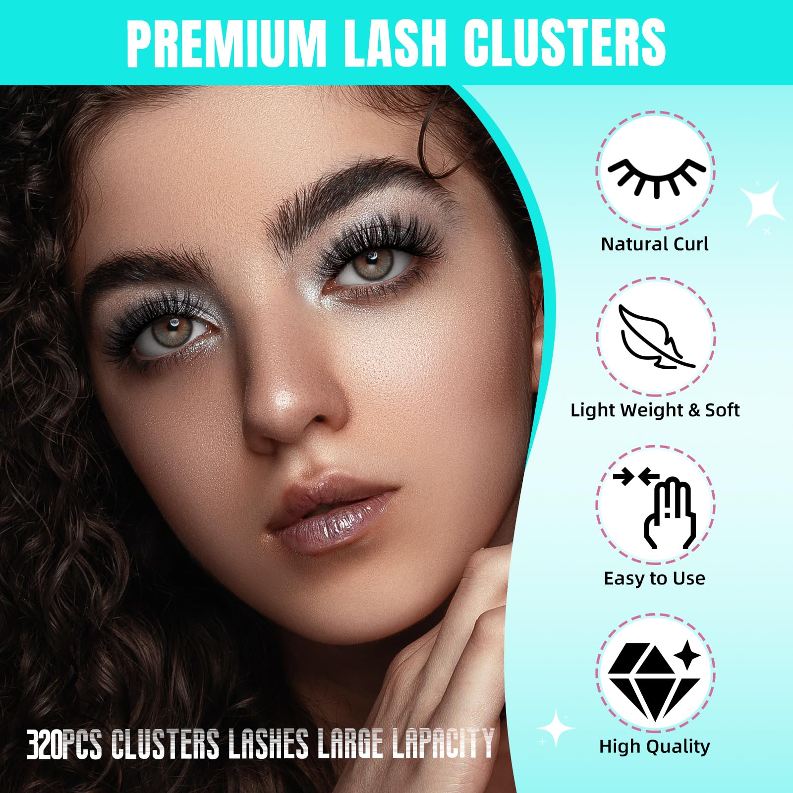 AMZGIRL LASH Ciglia individuali 320Pcs 40D Extension ciglia morbide, ciglia individuali DIY Eyelash Extension Ciglia a grappolo per l'applicazione a casa
