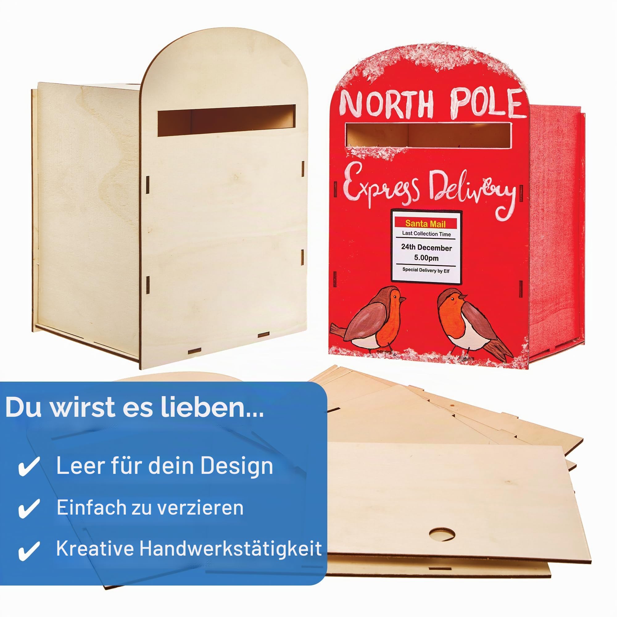Baker Ross – Kit Boîte à Lettres En Bois à Peindre Et Décorer – Bricolage Enfant – 23 X 23 X 33 Cm – 1 Kit