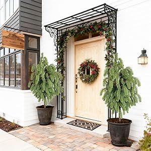 4ft Artificial Norfolk Pine Potted Tree, Real Touch Faux Christmas Greenery, 48in Black Pot, for Outdoor Front Porch, Entryway & Year-Round Home Decor, 2-Pack