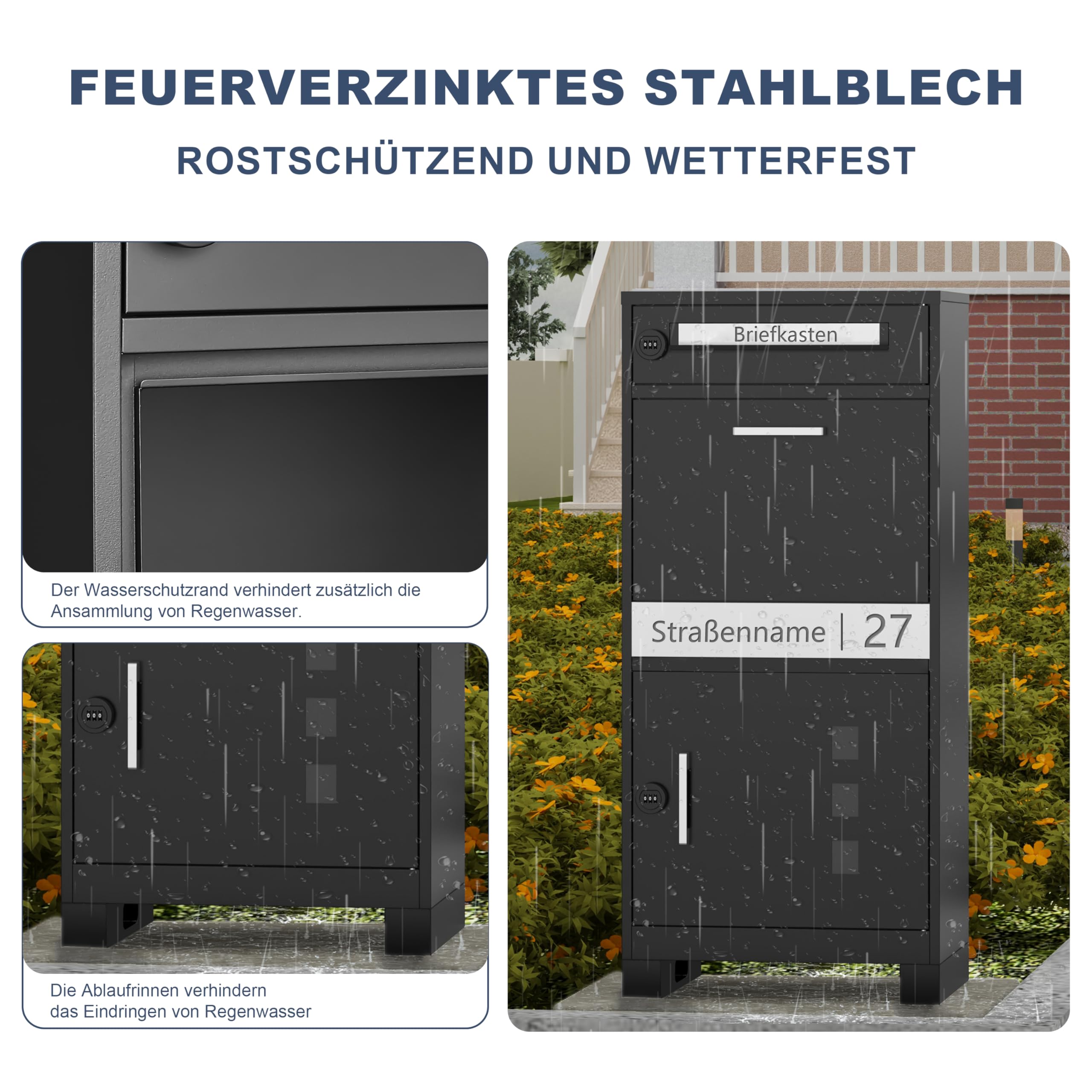 Paketbriefkasten Metall mit Zahlenschloss personalisiert