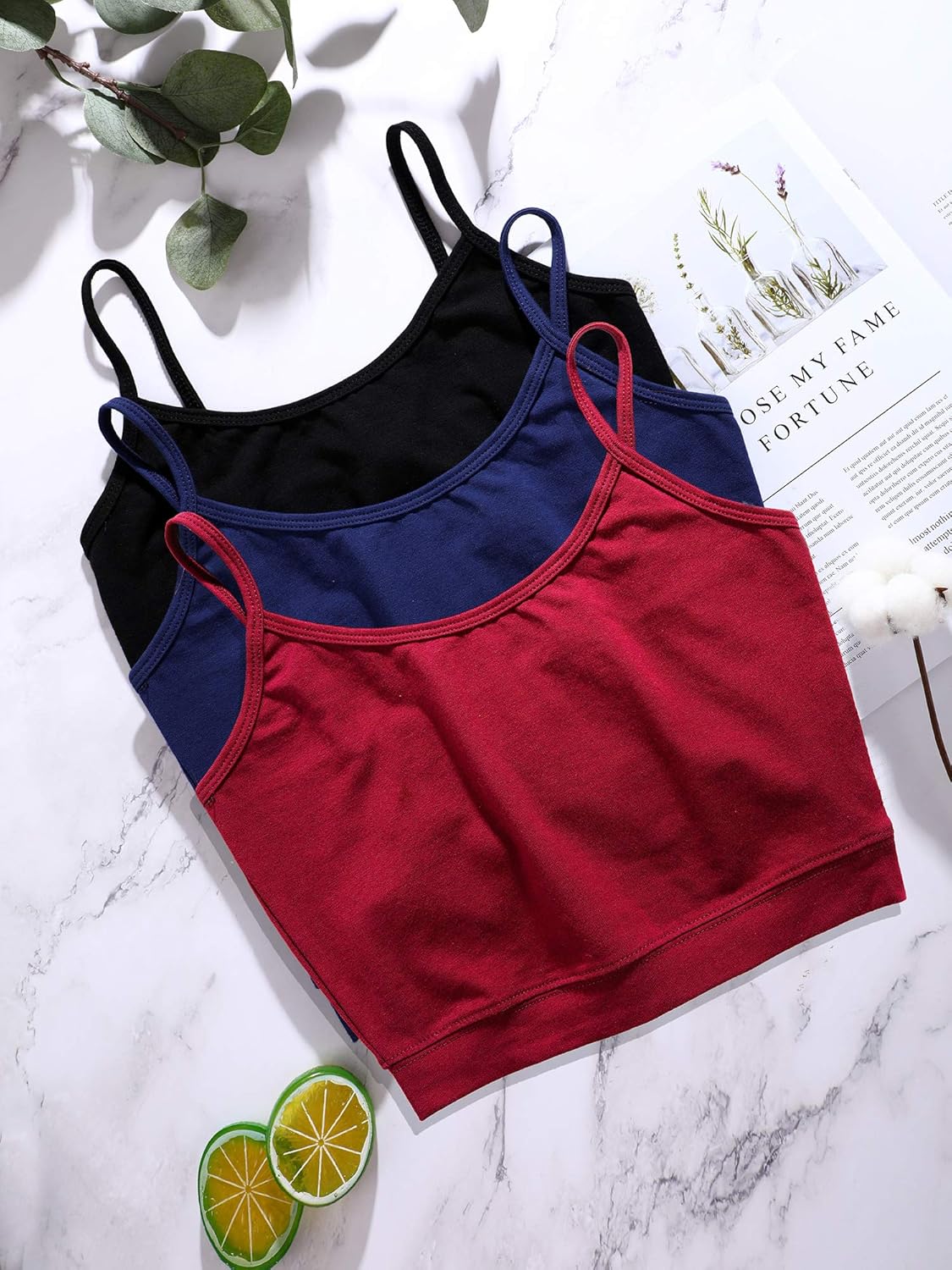 Boao 3 Pcs Crop Camisole Top Spaghetti Strap Tank Sleeveless Crop Tank Top for Women Sports - Image 6
