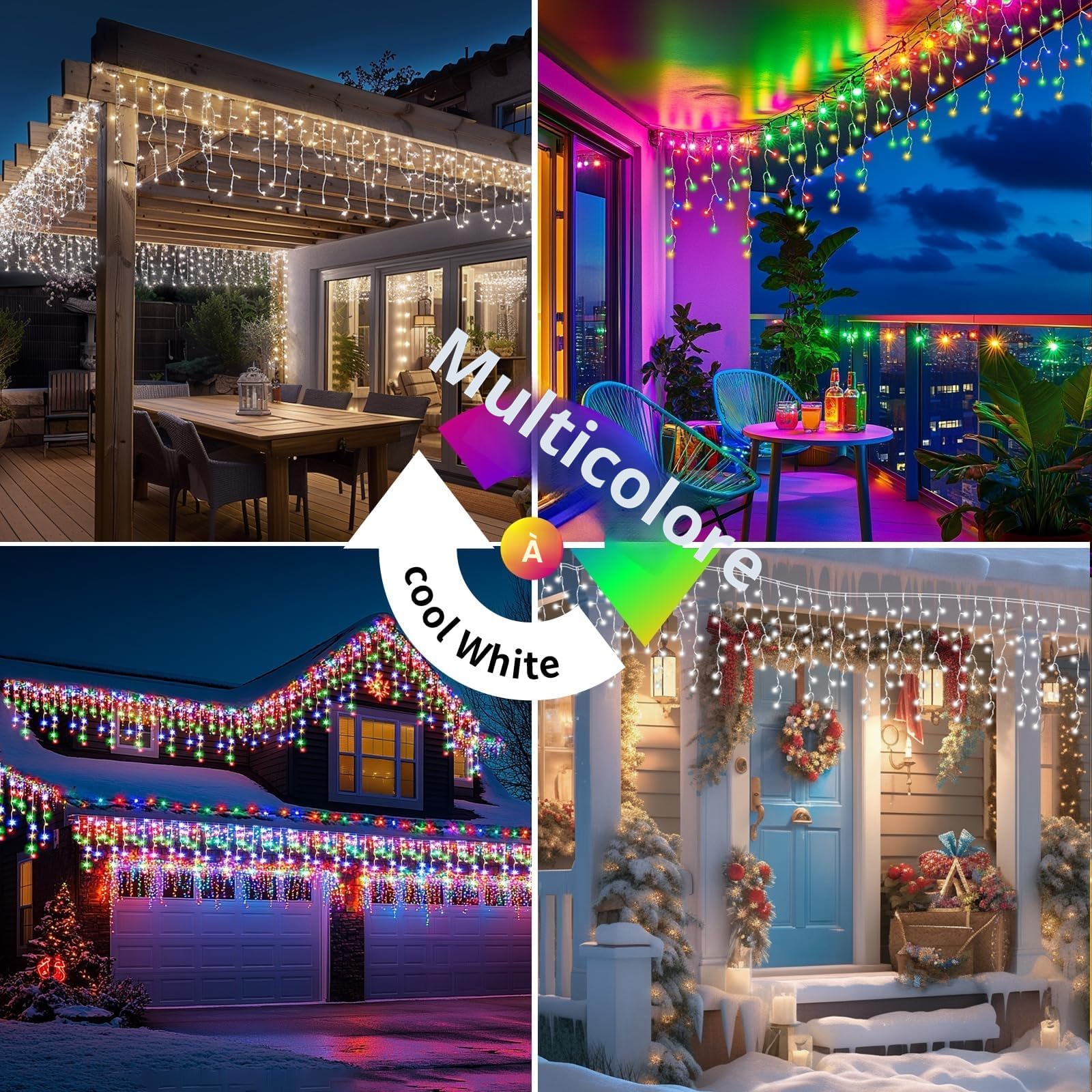 2500mAh Solaire Guirlande Lumineuse Extérieure,25+5M 800LED 3 In 1 Guirlande LED étanche Noel Extérieur, Avec 8 Modes & Timer et Mémoire Déco Noel Extérieur Coloré