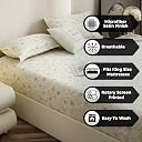 Story@Home Cloud Cotton Fitted Bedsheet 72 X 78 Inch, White & Grey gallery image