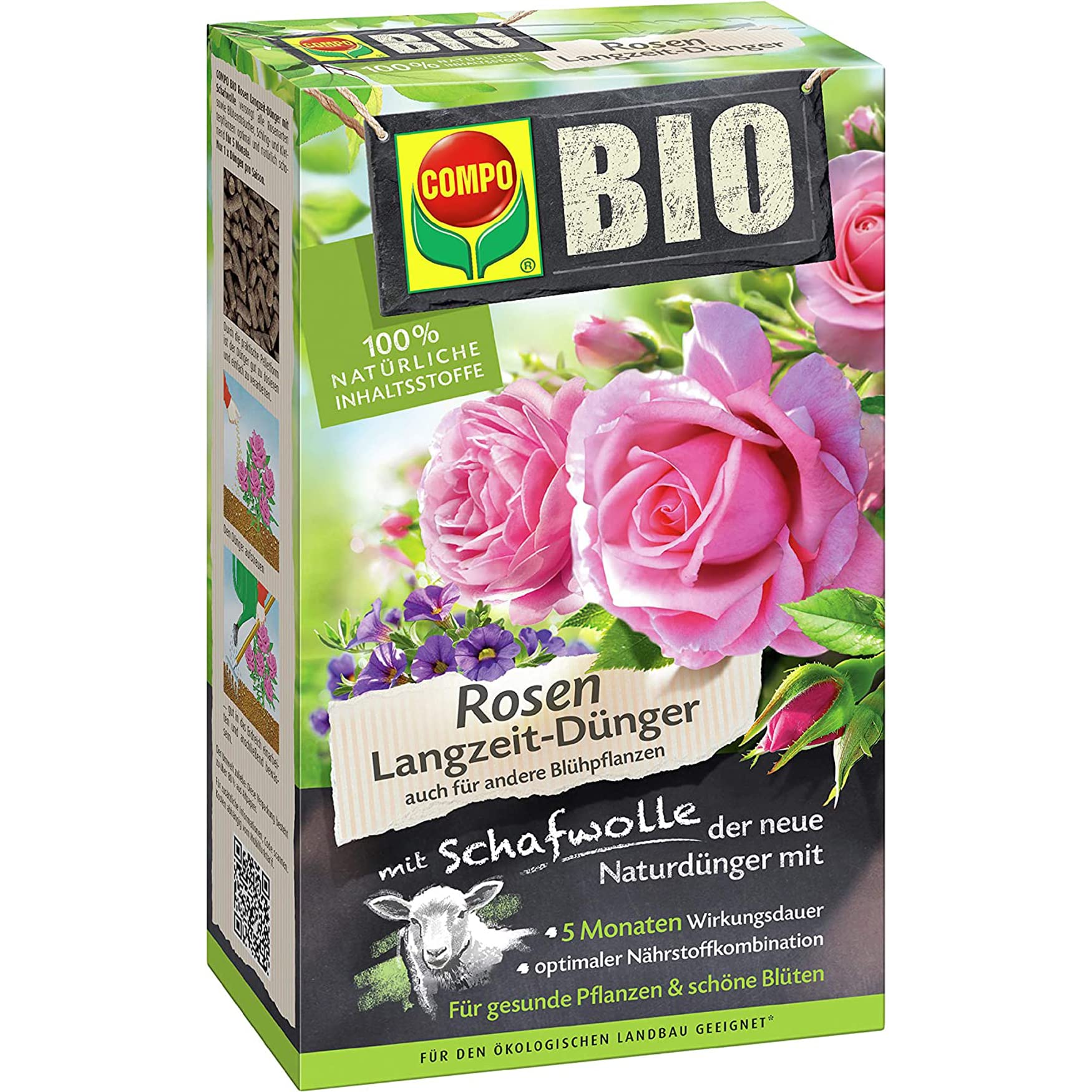 COMPO BIO Rosen Langzeit-Dünger Rosen Langzeit-Dünger mit Schafwolle, 750 g