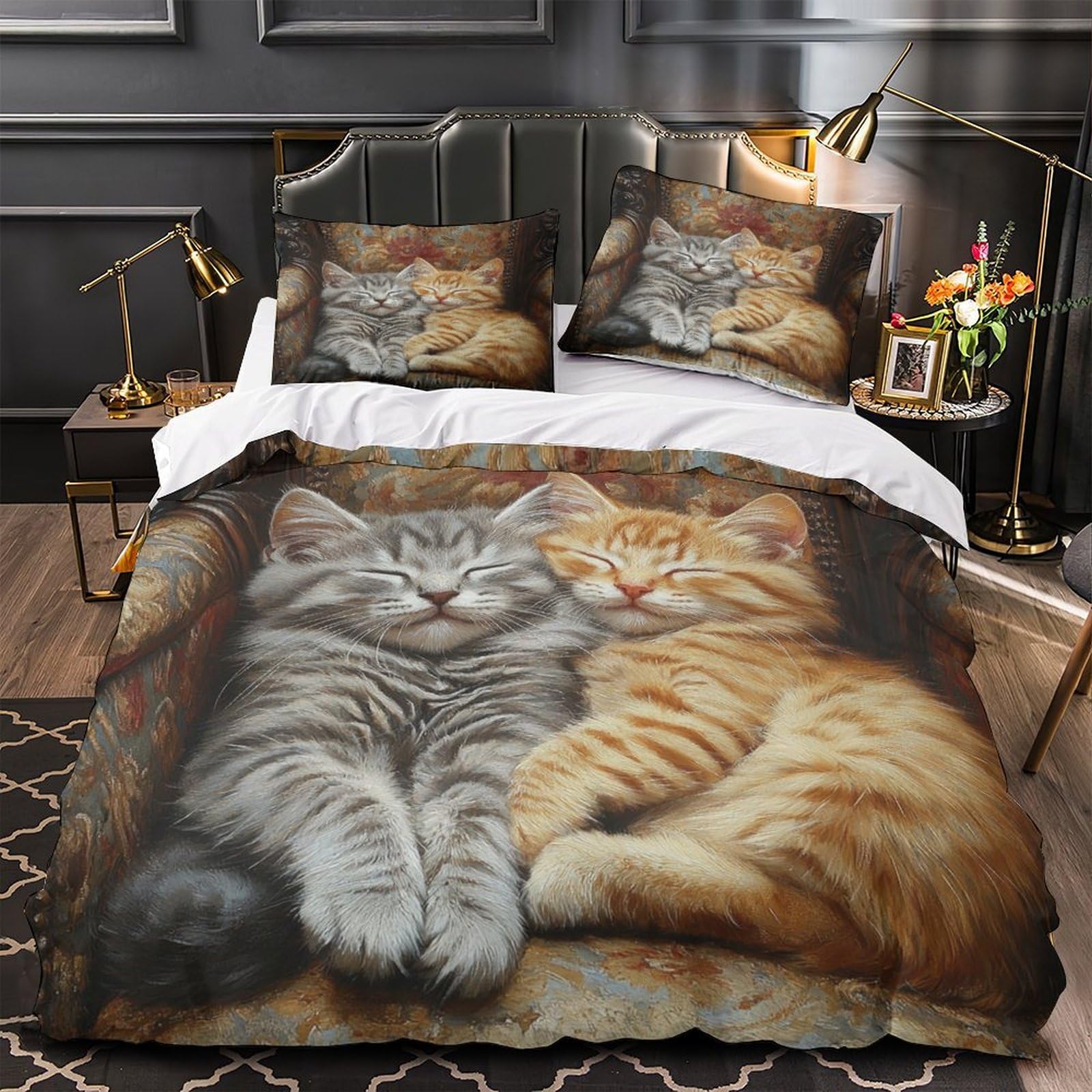 Housse de couette chiots 3D parure lit microfibre douce 260x220