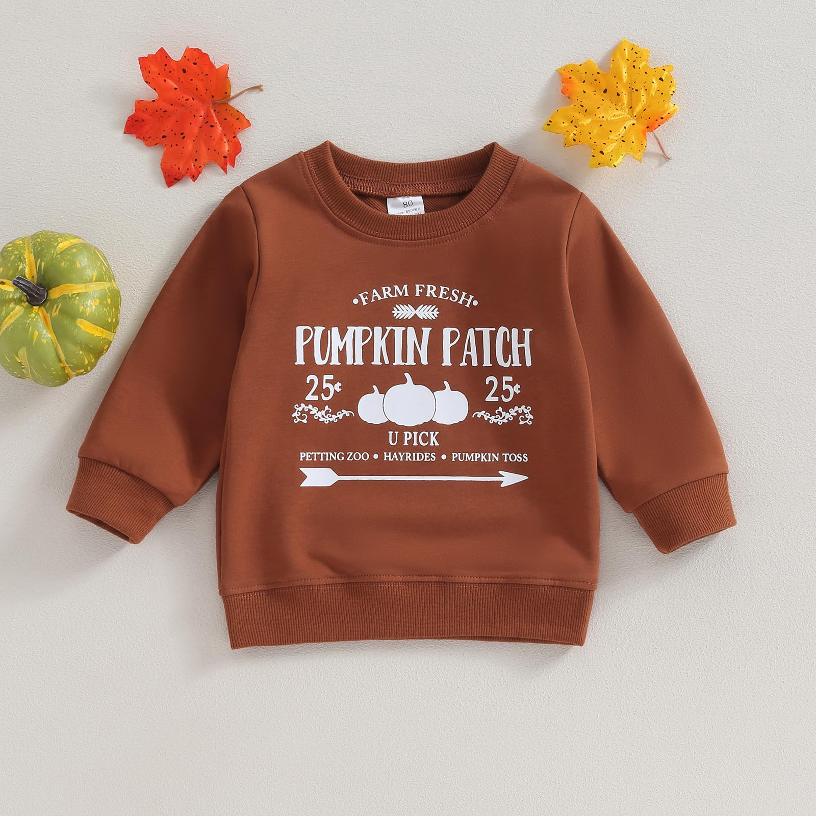 LAGKIYOJ Infant Baby Girl Boy Halloween Outfit Pumpkin Long Sleeve Crewneck Sweatshirt Toddler Pullover Sweater Fall Clothes (Dark Brown - Pumpkin, 2-3 Years)