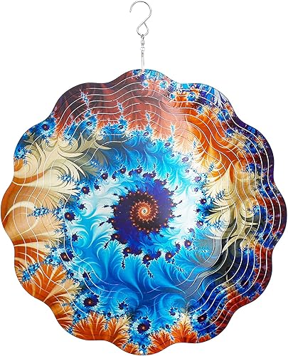 Molinador de viento, mandala cinético 3D, adornos giratorios de metal para exteriores, esculturas de viento de 12 pulgadas, decoración artística