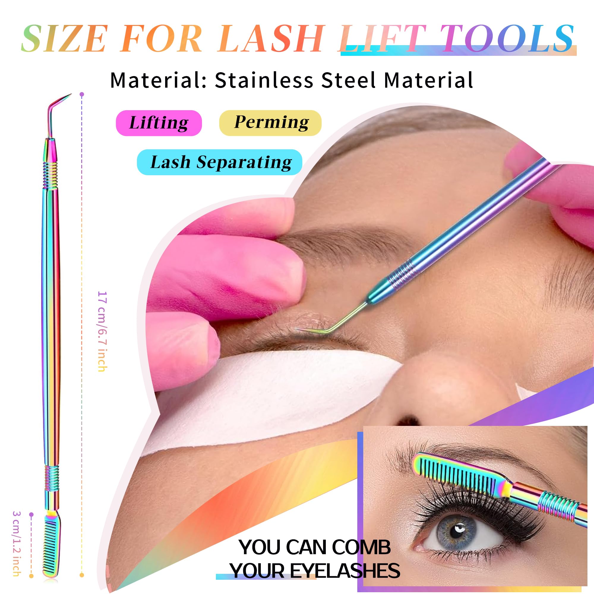 Lash Lift Kit, 30 Lash Lift Rods Silicone Eyelash Pads 1 Eyelash Separator Tool with Separation Comb 3 Glue Rings 10 Y-shap Brushes 50 Cotton Swabs 1 Bag 50 Crystal Mascara Brushes 30 Pairs Eye Pads