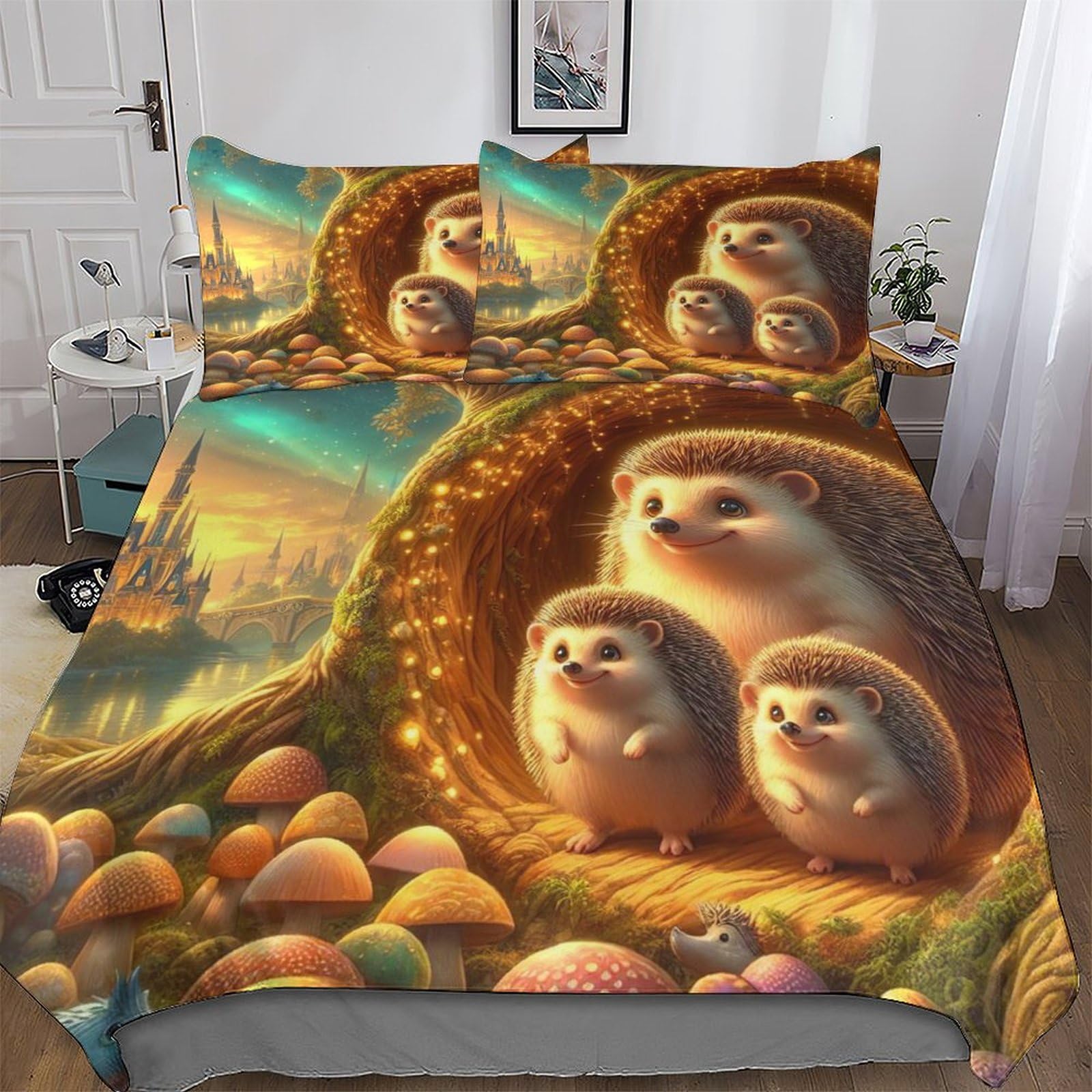 Parure de lit fermeture éclair motif hérisson idée cadeau maison