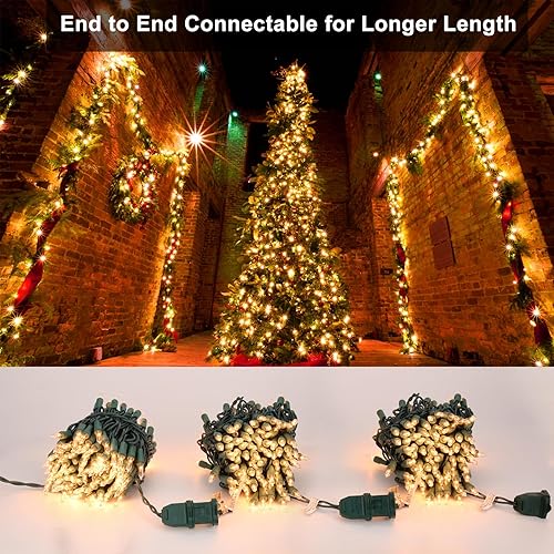 Miniatura 2 de BrizLabs 300 luces de Navidad transparentes conectables de 69.6 pies, luces incandescentes de Navidad blancas cálidas, mini luces de Navidad con