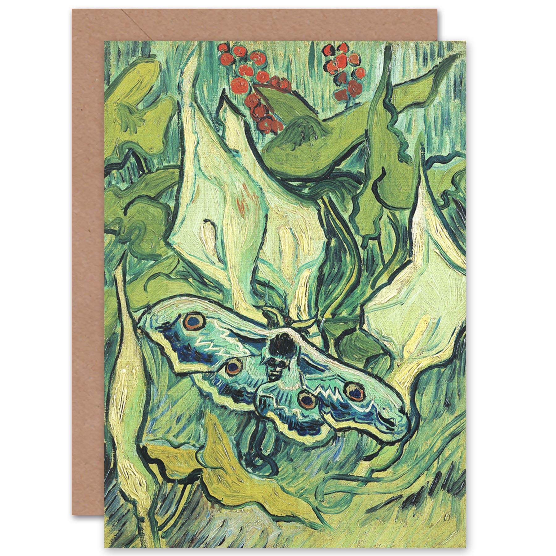 Artery8 Vincent Van Gogh Emperor Moth Fine Art Greeting Card Plus Envelope Blank Inside