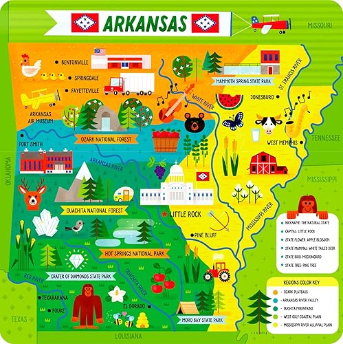 Miniatura 2 de Little Buffalo - Aprendizaje y educación - State Puzzle Arkansas para niños de 4 años en adelante