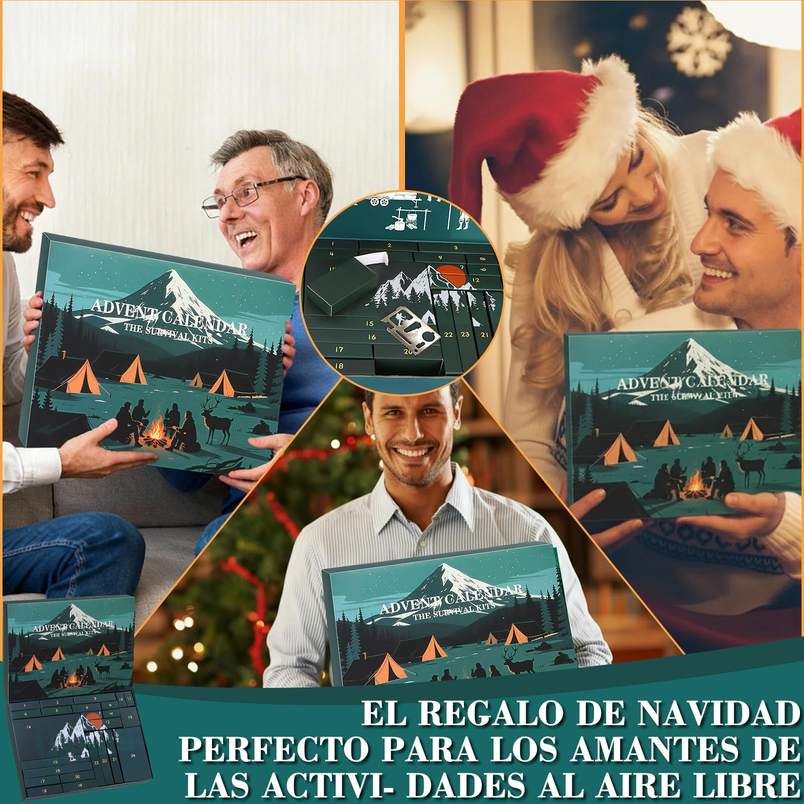 BuzzoXerex Calendario de Adviento 2025 Hombre, 24 PCS Kit de Supervivencia para Camping