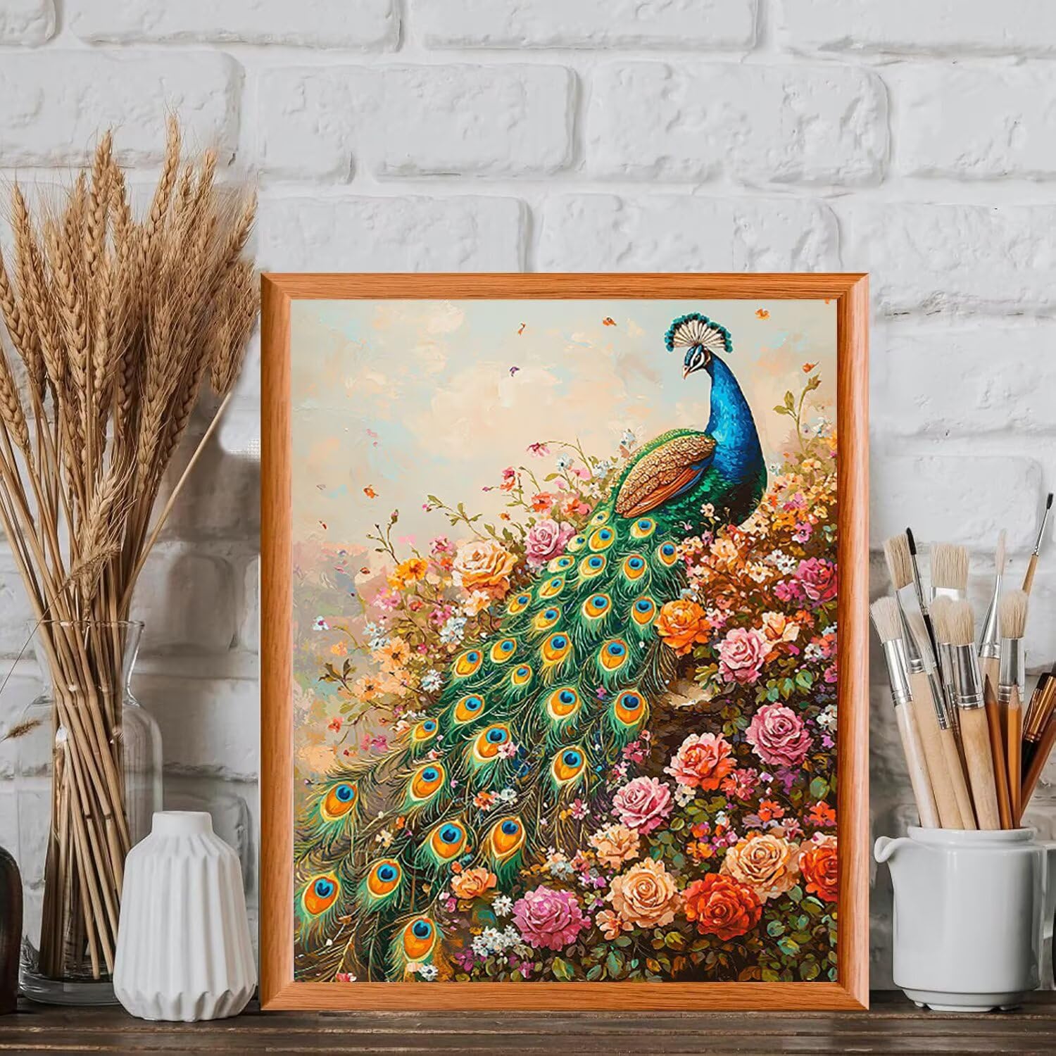 WEISHIWE Pivoine et paon Peinture Numero Adulte Kits, 80x100cm m-684