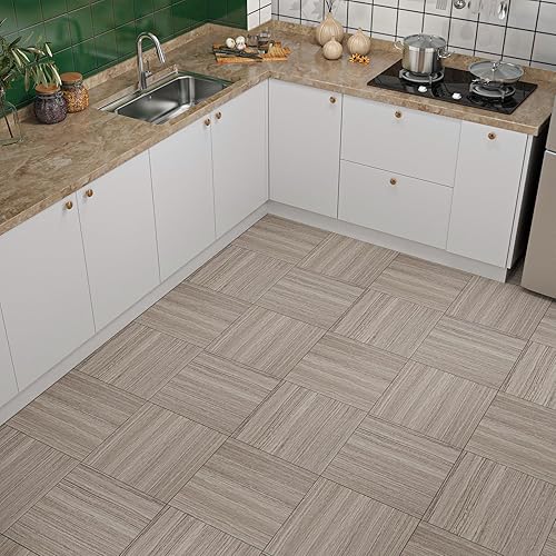 Miniatura 2 de VaryStyle Paquete de 20 azulejos de suelo impermeables para despegar y pegar, de 12 x 12 pulgadas, azulejos de vinilo con aspecto de madera,