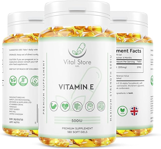 Vitamin E 500IU Vegan Softgels - 6 Month Supply 180ct - High Strength Vitamin E Oil Capsules - Alpha Tocopherol  100% Natural & Vegan