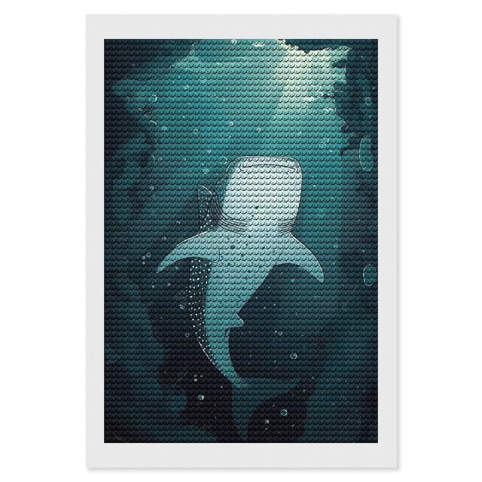 Junmoney Whale Shark Underwater Diamond Painting Kit 8"x12", for Women, Simple to Start, Bedroom Decor, Christmas Gift, Good for Quiet Evenings