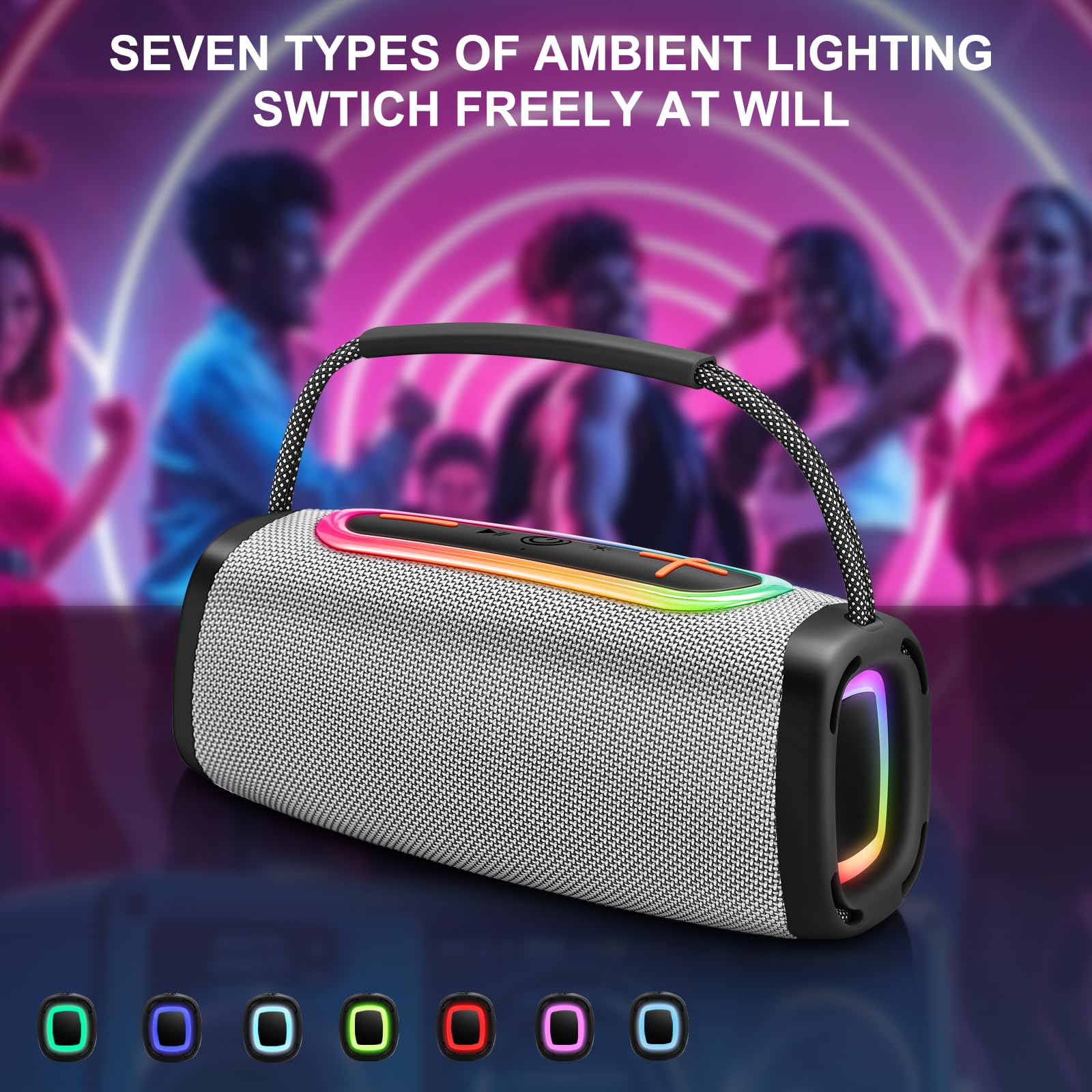 Altoparlante Bluetooth, 6000 mAh, altoparlante portatile con 36 ore di riproduzione, altoparlanti wireless Bluetooth 5.4 con volume più forte e bassi migliorati, microfono integrato, suono stereo