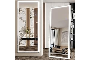 Rectangular LED Floor Mirror with Stand for Bedroom, Living Room, Dressing Room