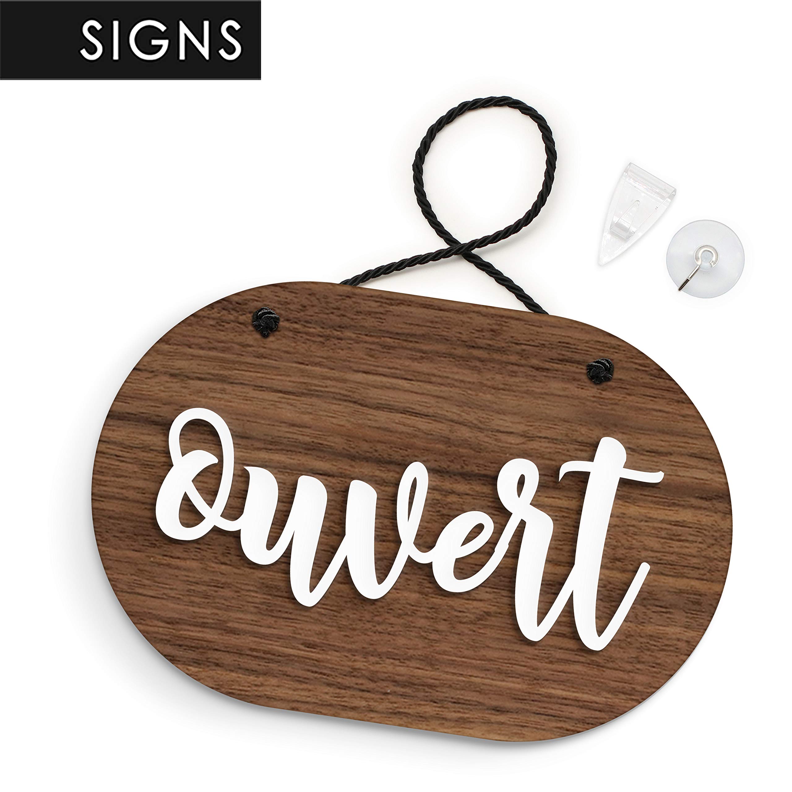SIGNS - Ovale SHABBY Chic - Cartello Ouvert/Fermé a rilievo [OC41] Insegna per porta vetrina ingresso di Bar, Pub, Ristorante o Negozio