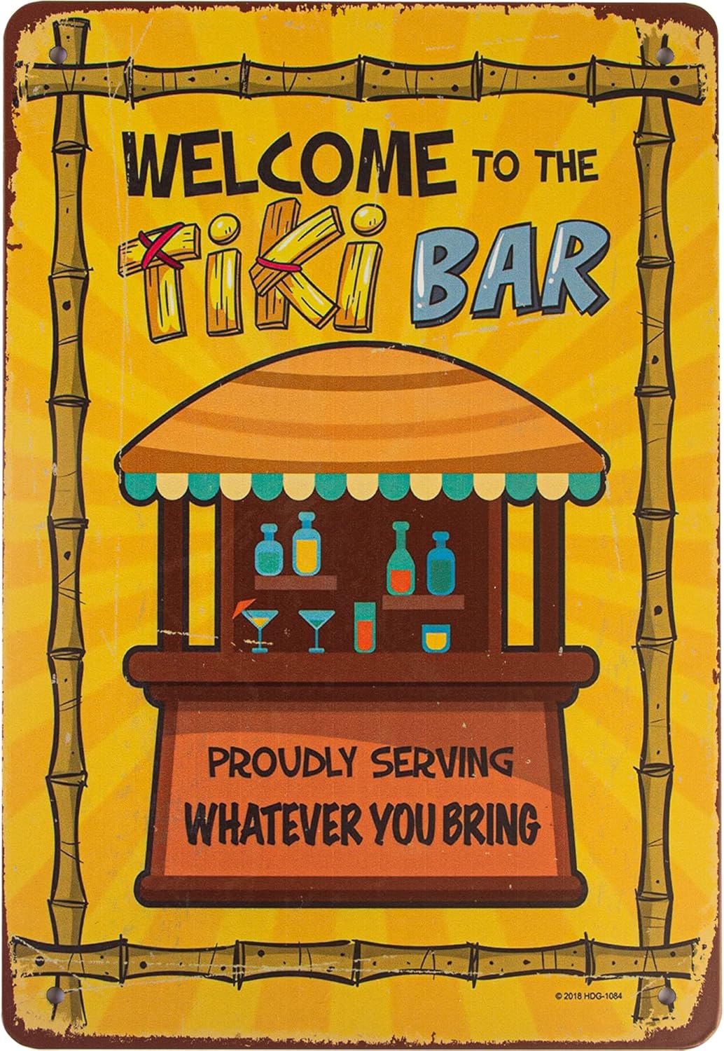 2 PCS Tiki Bar Tin Sign Bar Decorations Outdoor Aloha Hawaii Party Vintage Metal Wall Art for Outdoor Tiki Bars Cafe Background Wall Restaurants Wall Decor 11.8x7.9 Inches - Image 2