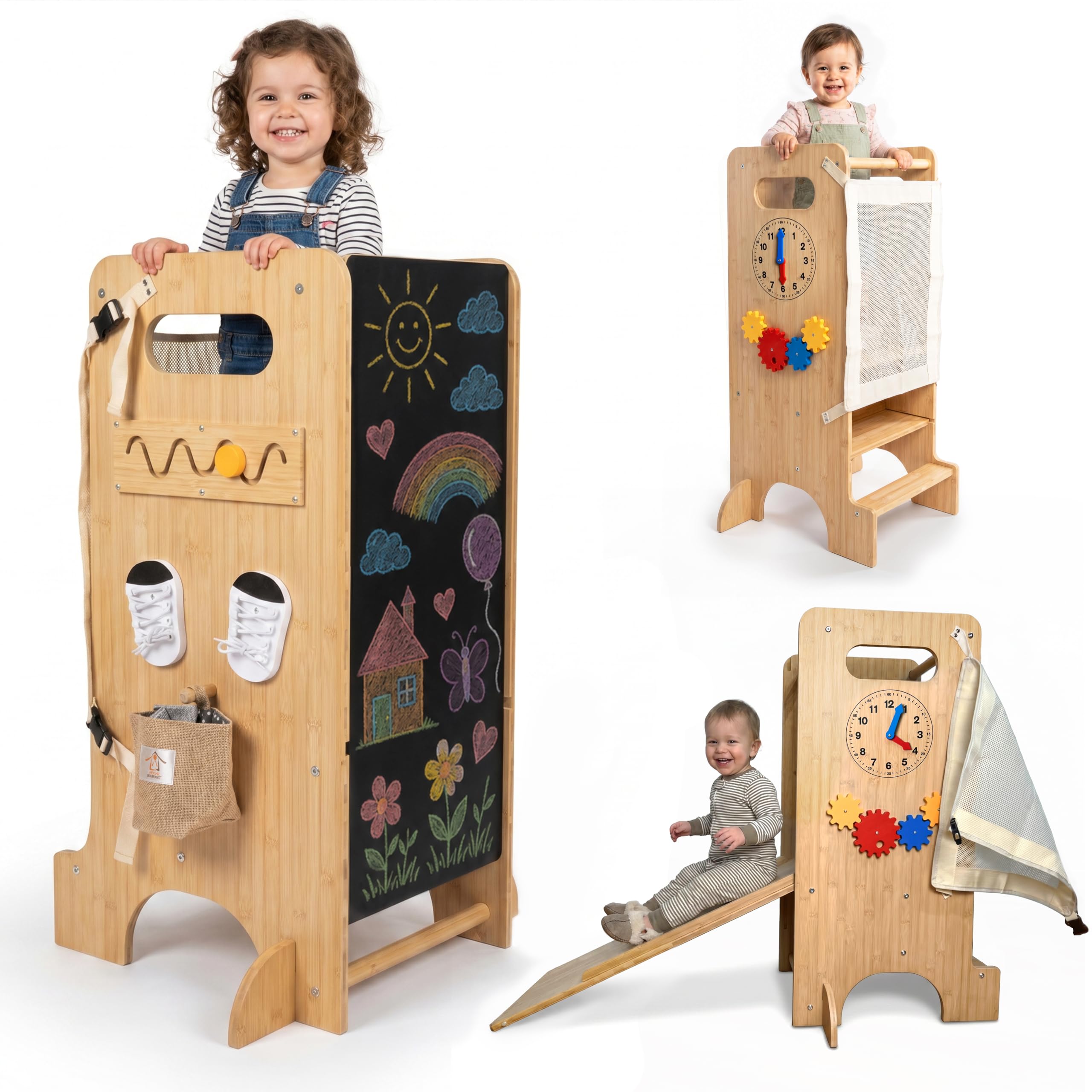 Tour d Observation Enfant 5 en 1 en Bambou - Tour d'observation Montessori