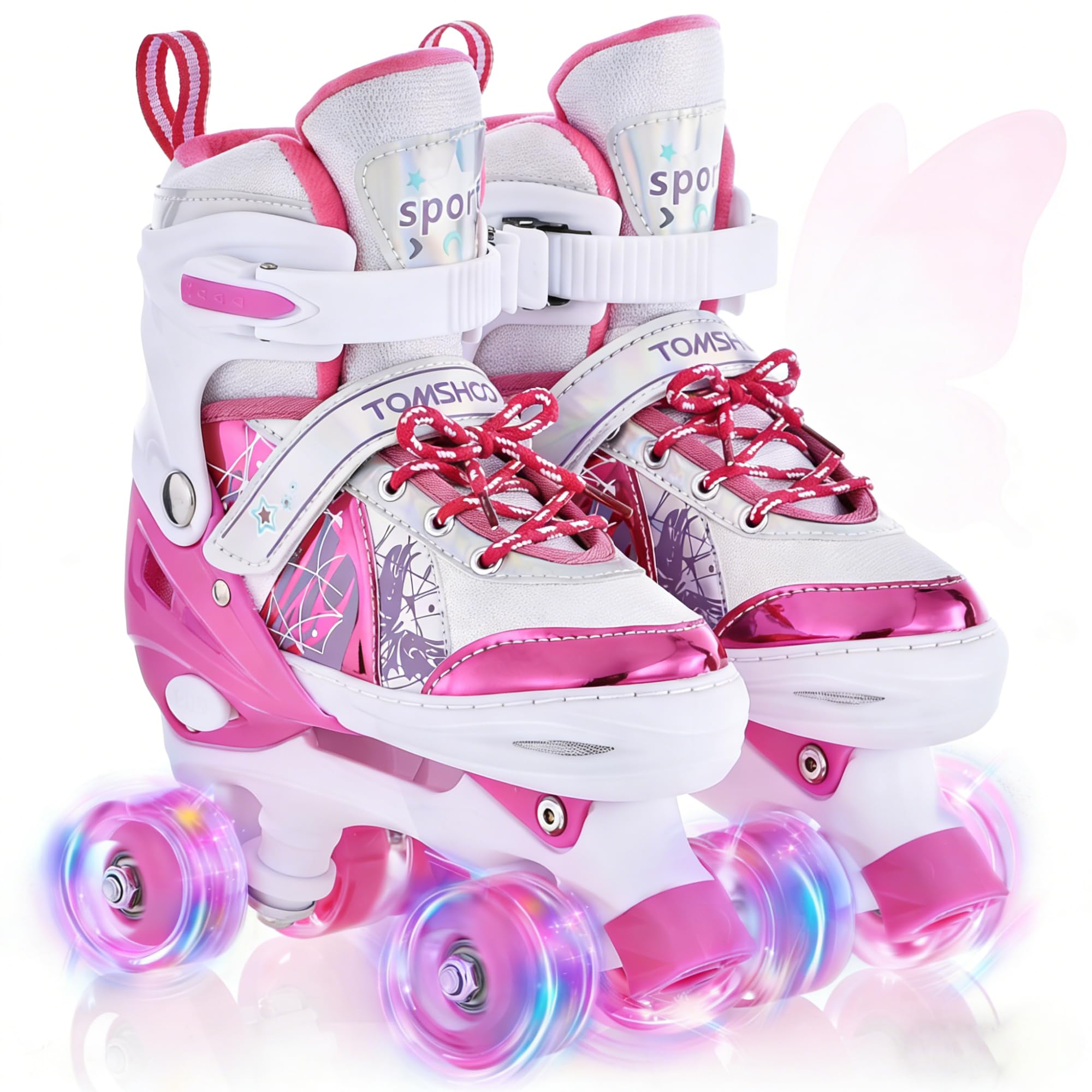 TOMSHOO Kids Roller Skates for Girls Boys With Light Up Wheels