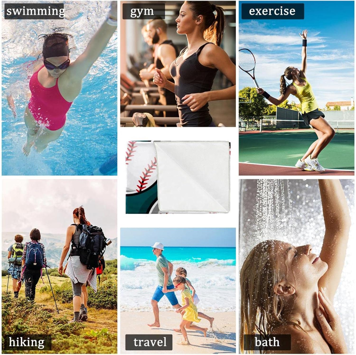 Baseball Softball Pattern Sports 2 Pieces Cooling Towels for Sweat, Sport Towels Quick Dry, Premium Microfiber Camping Towel Great for Outdoor Activities Beach : Sports & Outdoors