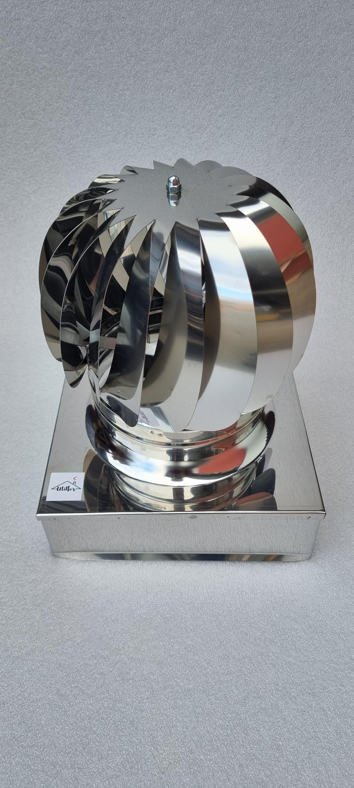 Aspiratore Fumi Girevole Inox Base Quadra Eolico Testa Camino - 27 cm x 27 cm