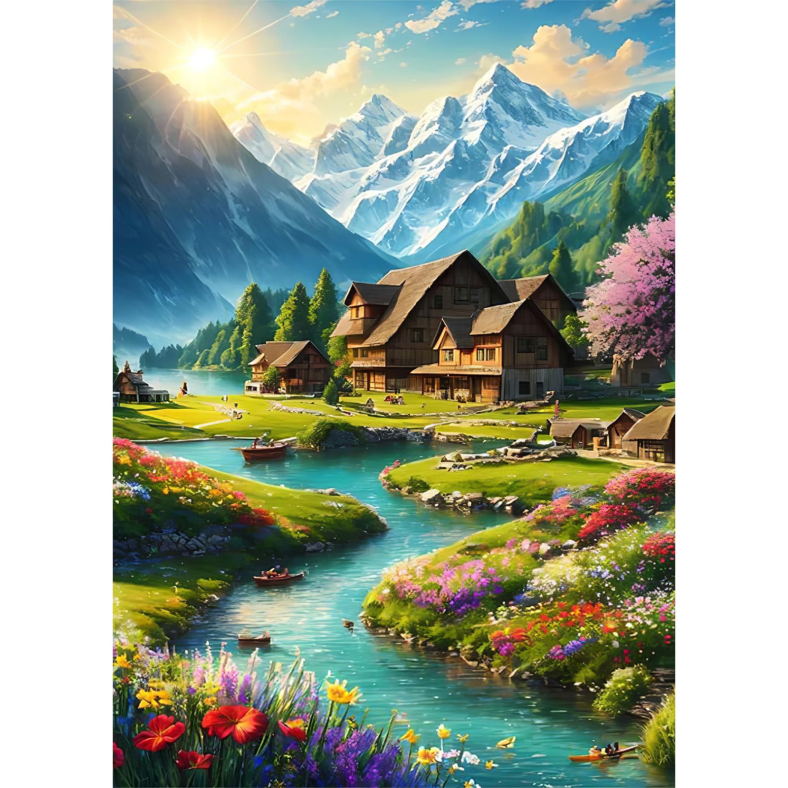 HEIBAGO 5D Diamond Painting Kits for Adults DIY Landscape Full Drill Diamond Art Painting Kits