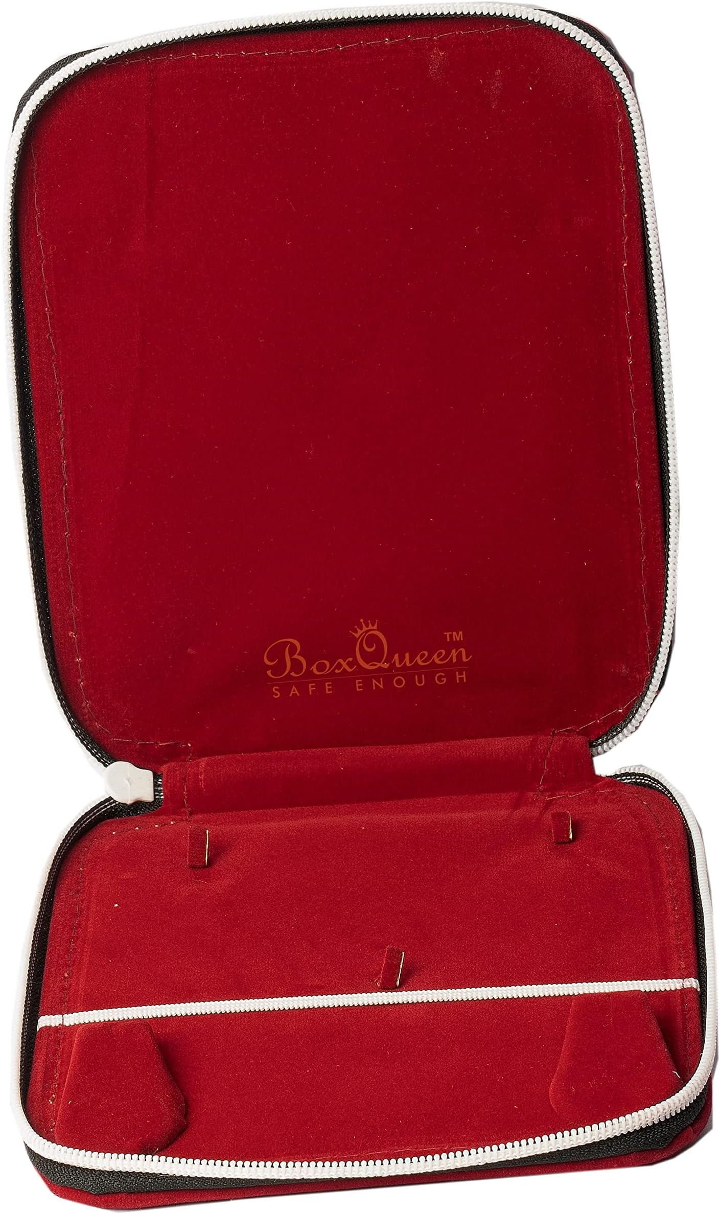 Box Queen Red Velvet Jewel Jewellery Zip Purse Pouch For Necklaces and Earring Size (7X6)