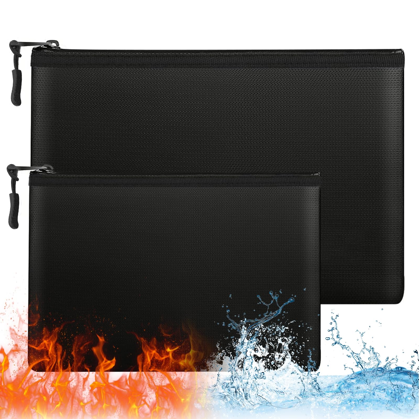 2Pcs Fireproof Document Bag A4/A5,Fireproof Document Pouch,Document Organizer Fire Proof Bag for Money Passport Credit Card etc (24 * 34cm+17 * 28cm)
