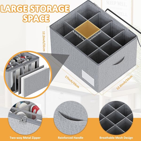 WANGIRL Organizador Zapatos Armario, Caben 12 Pares, Cajas Almacenaje Zapatos Plegable, Organizador de Zapatos con Tapa Transparente, Soporte Inferior y Asas Reforzadas - Gris - 2