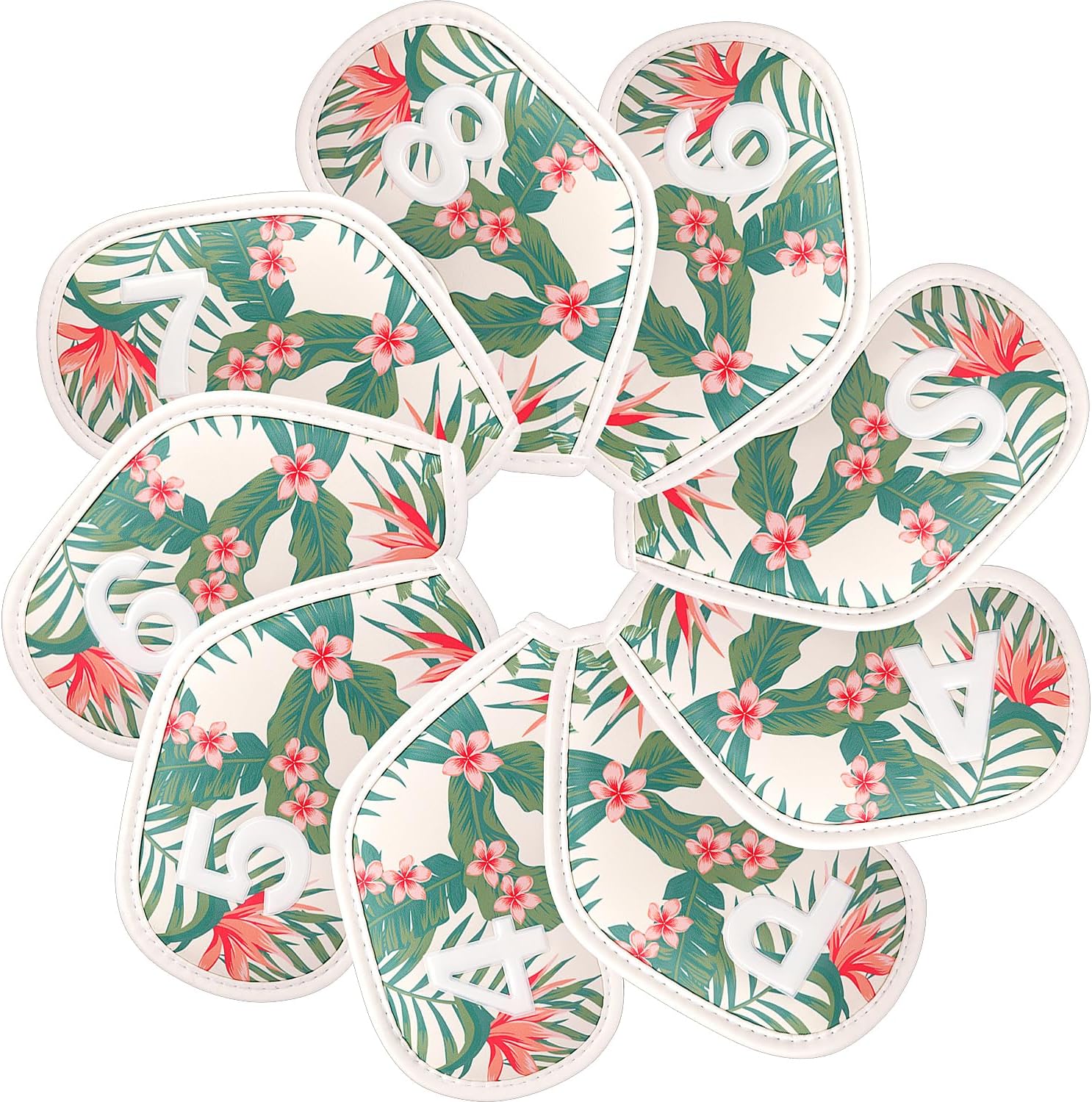 SHABIER Golf Iron Head Covers with Hawaii Style Design 9pcs Iron Headovers Wedges Covers 4-9 ASP