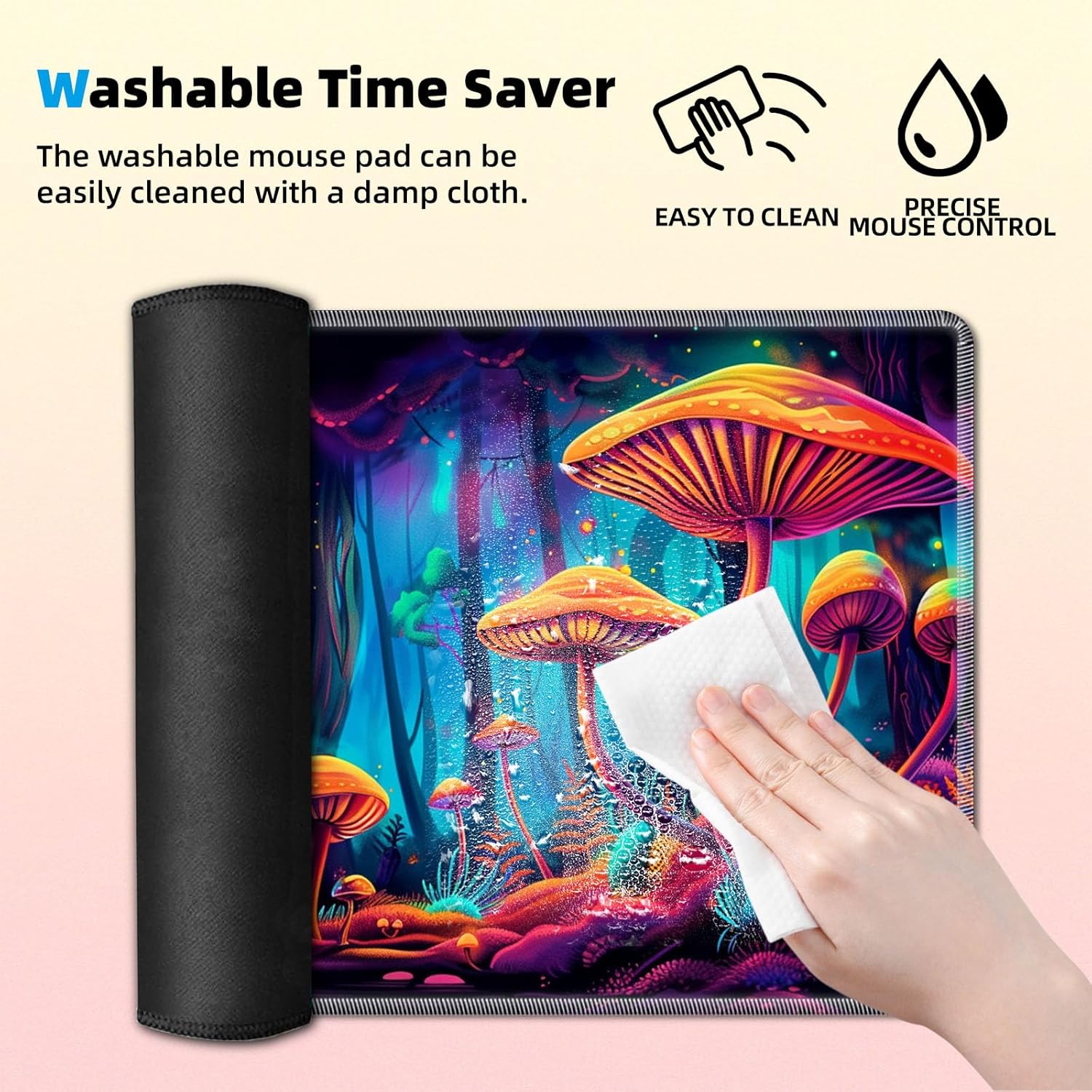 for MTG Playmat in Storage Bag, Commander Board Game Play Mat Desk Pad, Hand-Painted Stitched Edges Aged Map 23.6x13.8 in,Ideal for TCG＆CCG＆RPG Game Playmat, Mushroom Forest