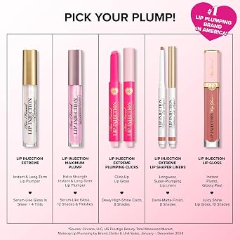 Too Faced Lip Injection Extreme Lip Plumper Gloss | Hydrating, Glossy, Helps Volume Appear Fuller Over Time, 0.14 Fl Oz, Pink Punch