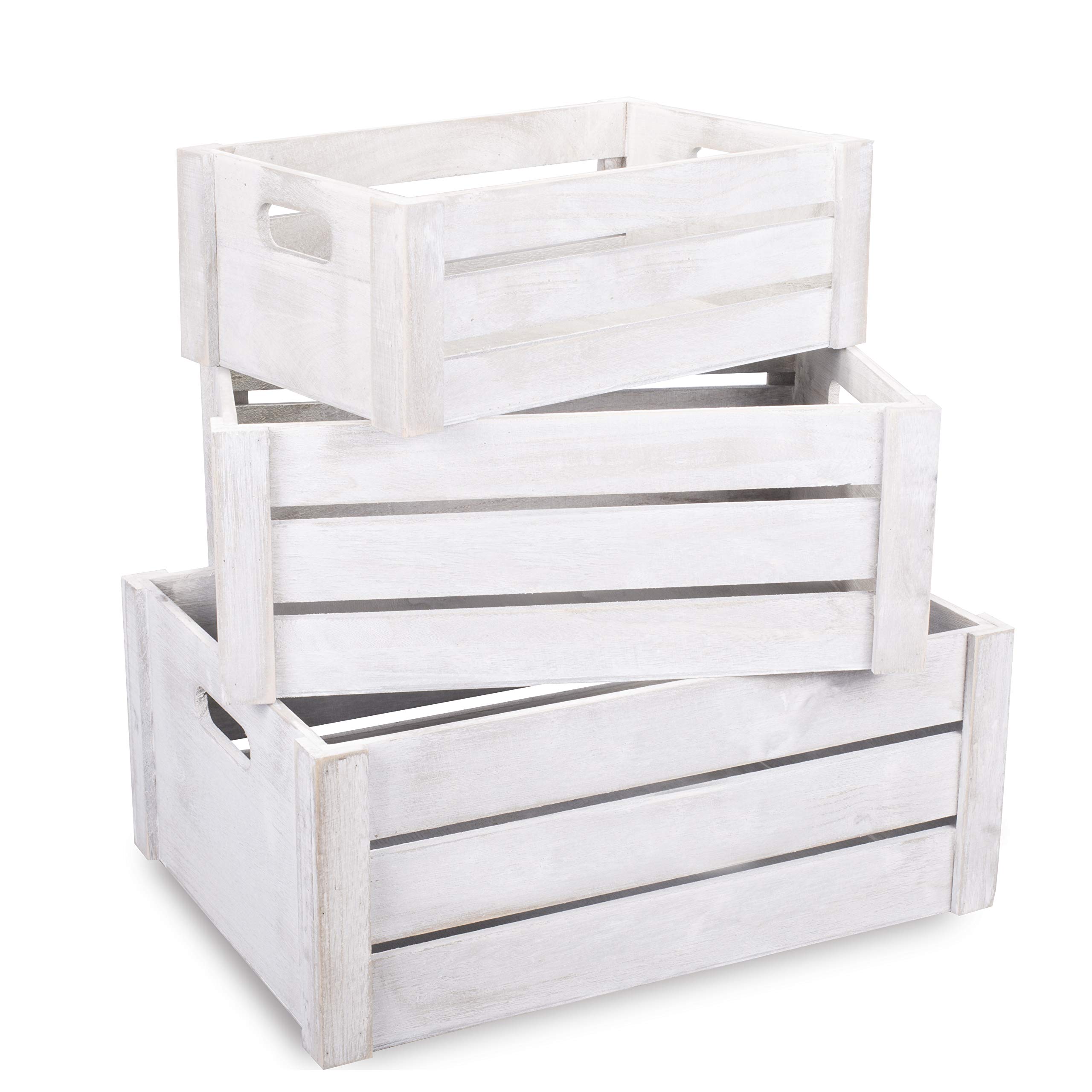 green leaves Lovely Oval Cut Handle Vintage Wooden Crates Storage Tray Rack Shelves (1, Set: L+M+S)