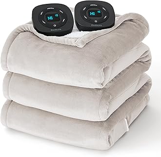 Bedsure Electric Blanket King Size - Dual Control Heated Blanket King Size, Fast Heating with 10 Time Settings & 10 Heat Settings, Warm Gift for Grandma (100x90 inches, Cream)